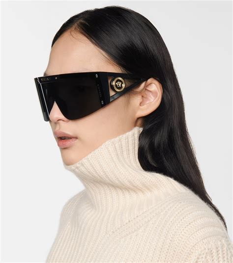 brown rounded sunglasses by versace 230|best oversized sunglasses Versace.